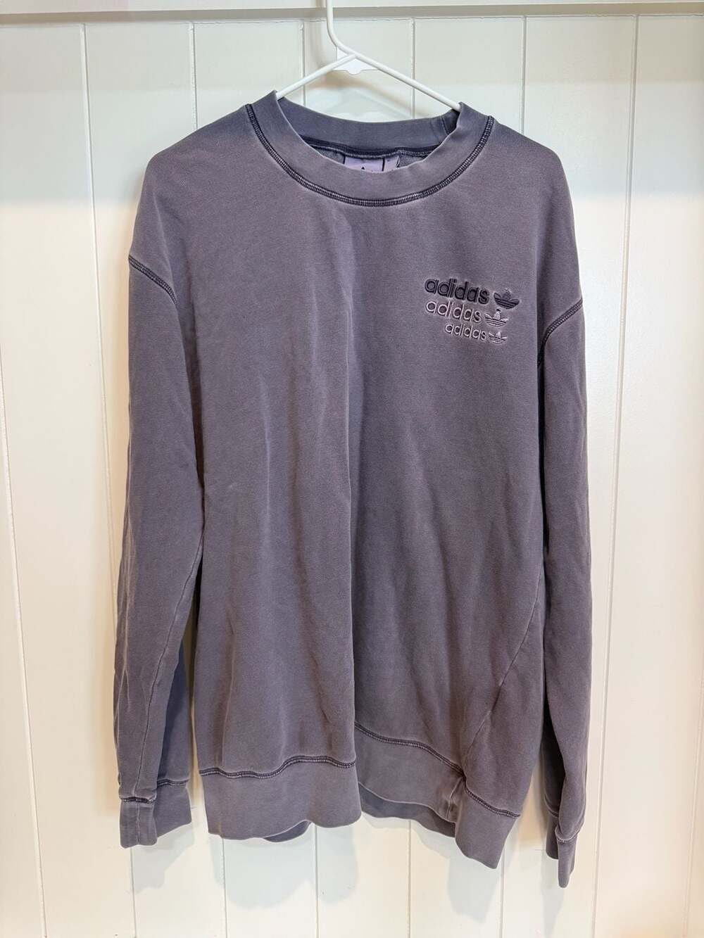 Adidas Originals Triple Embroidered Trefoil Logo Overdyed Crewneck Sweatshirt